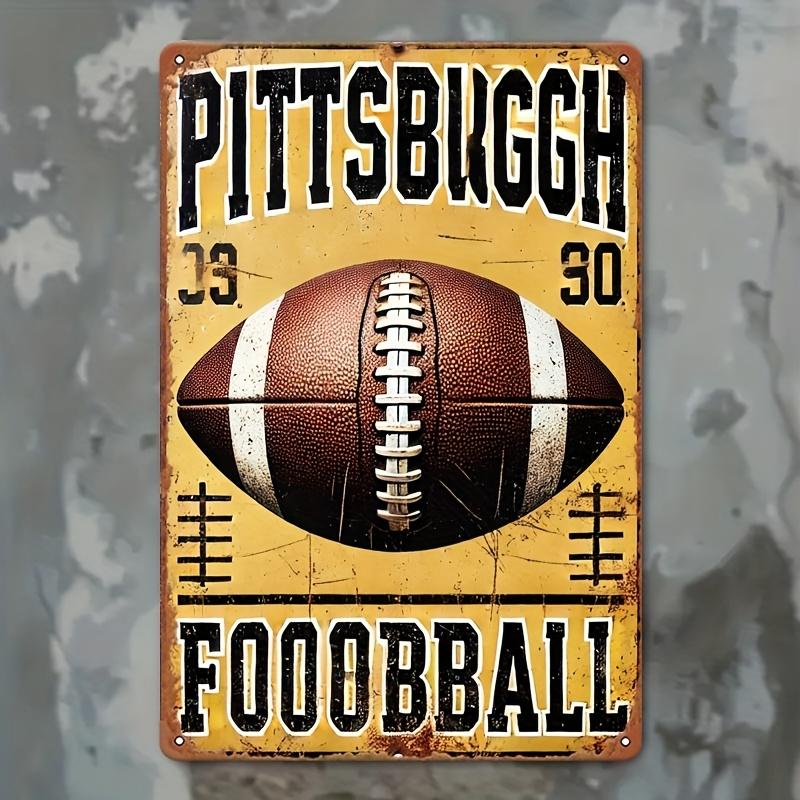 Vintage Pittsburgh Football Metal Tin Sign Retro Sports Decor 7.8x11.8 Inch 20x30cm темно-синий
