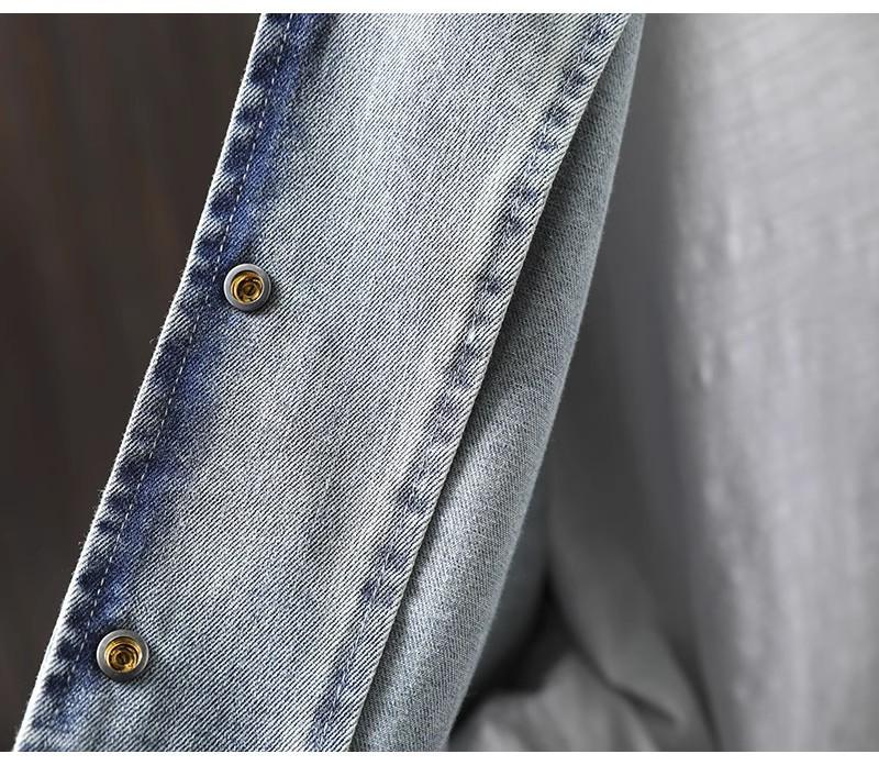 Damen Petites lockere Jeansjacke mit Revers - Frühling Lässig Übergröße