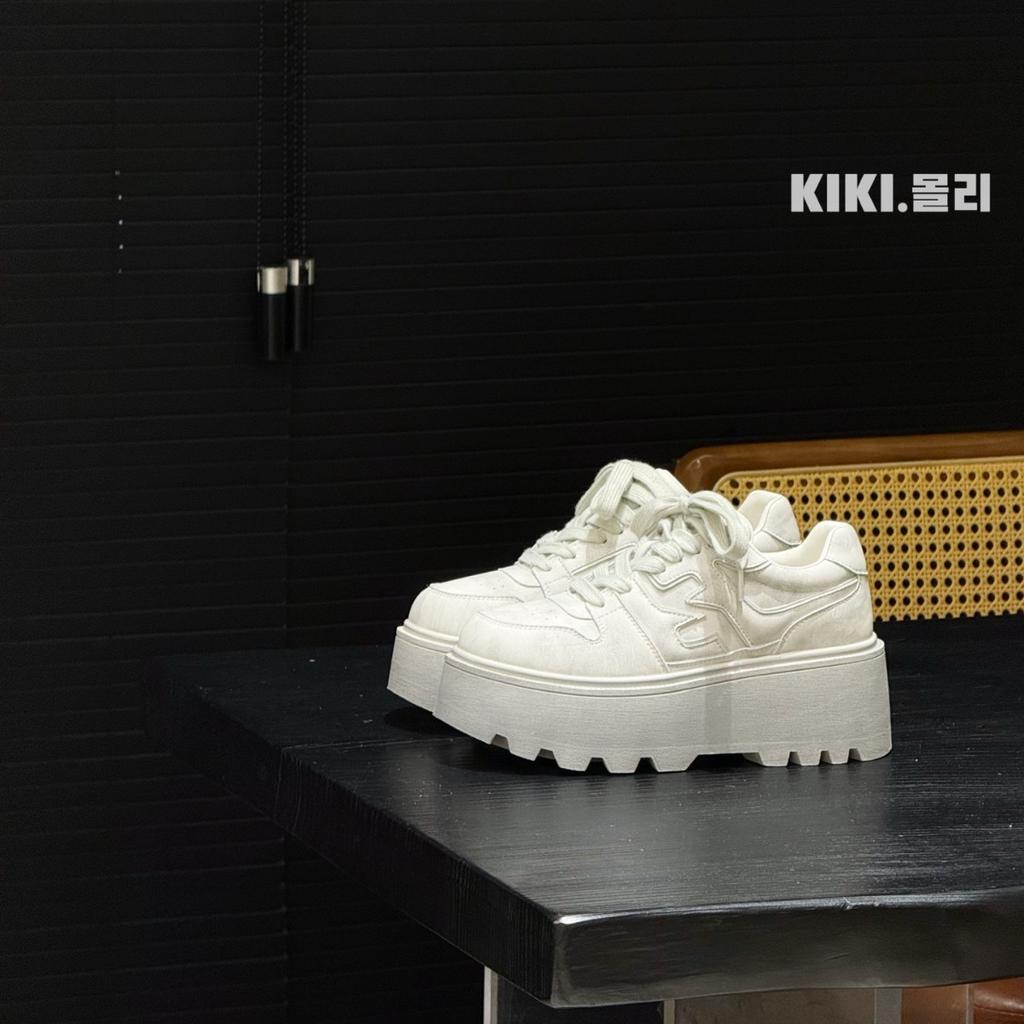 European Station leather platform white shoes women's 2025 autumn new muffin sole heightening lace-up casual versatile board shoes