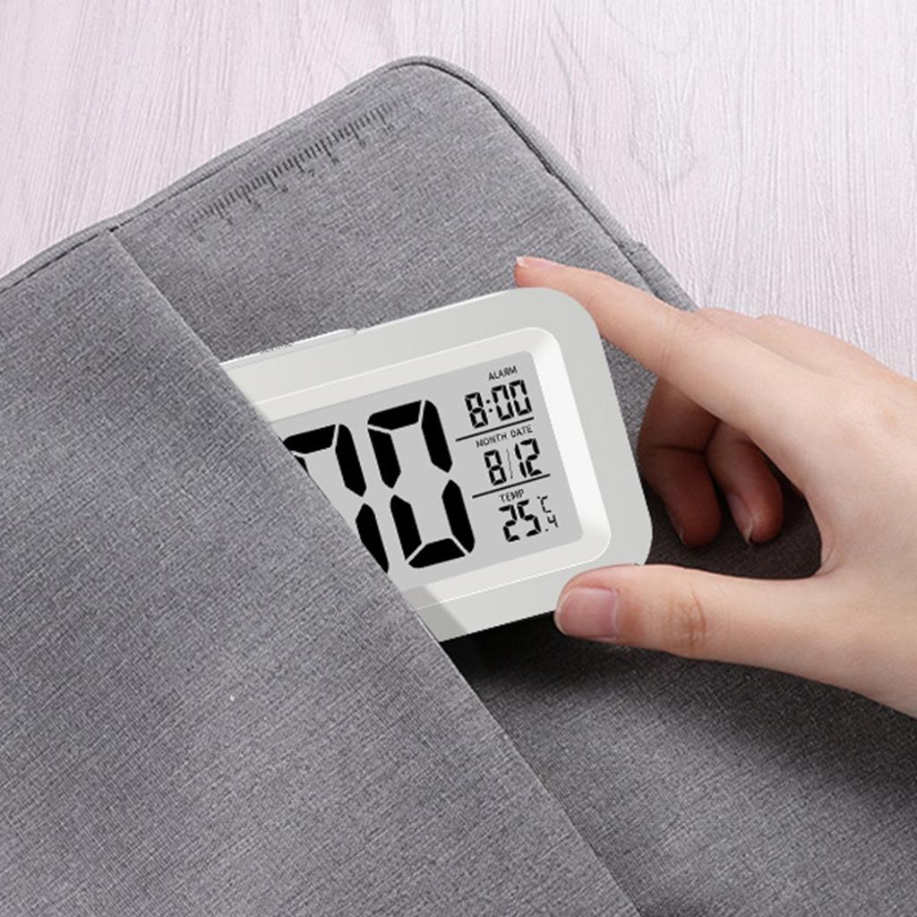 Mini Digital Alarm Clock Temperature Date Battery-powered Children's Creative 12/24h Mute Bedside Electronic Lcd Clock Gift