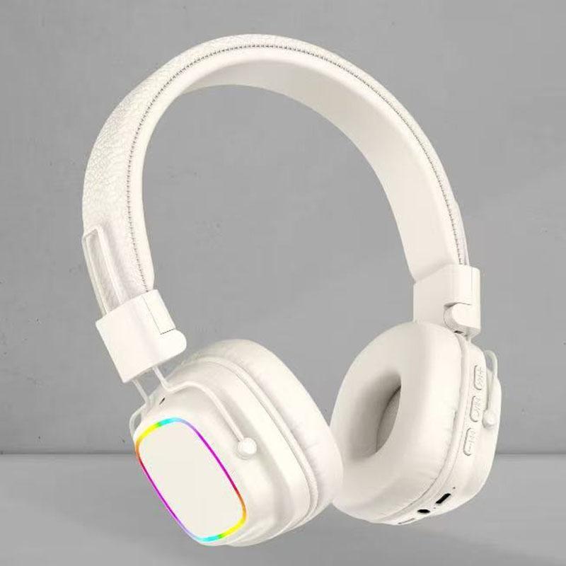 Retro Trendy Wireless Headphone Bluetooth 5.3 Long Battery Life Stereo Music Sport Foldable OverEar Headset with Noise Reduction RGB Light