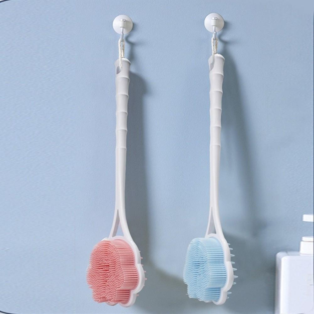 Long Handle Shower Massage Brushes Silicone Bathroom Back Scrubber Wash Brush Bath Back Brush  Mud