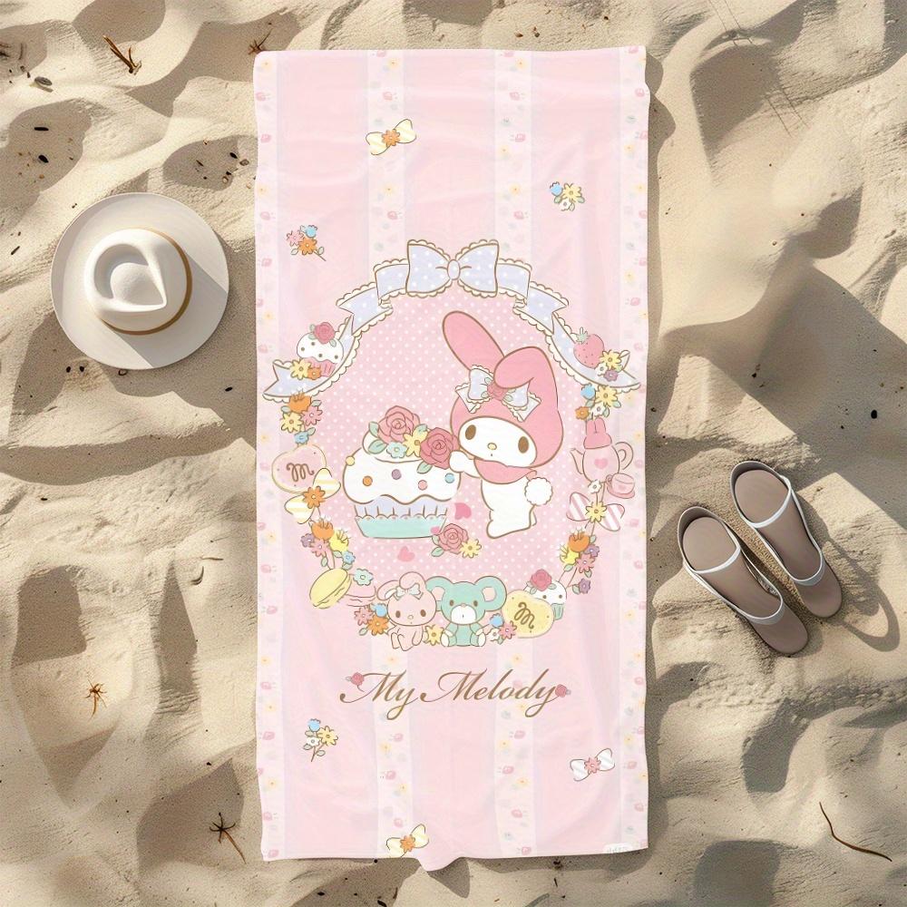 Pastel My Melody Cupcake Beach Towel Single Sided Print Durable Towel Home Bathroom Pool Beach Playful Vibe Decor Gift For Kids