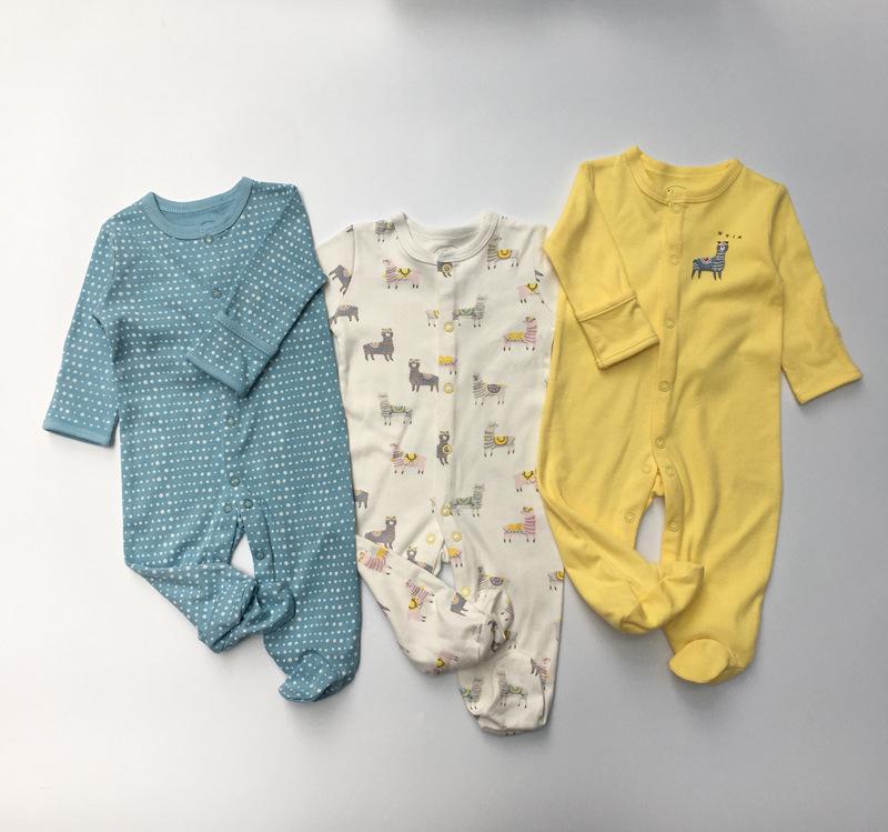 Spring & Autumn Baby Jumpsuit: Foot-Covering, Cotton Romper Pajamas for Newborn Boys & Girls