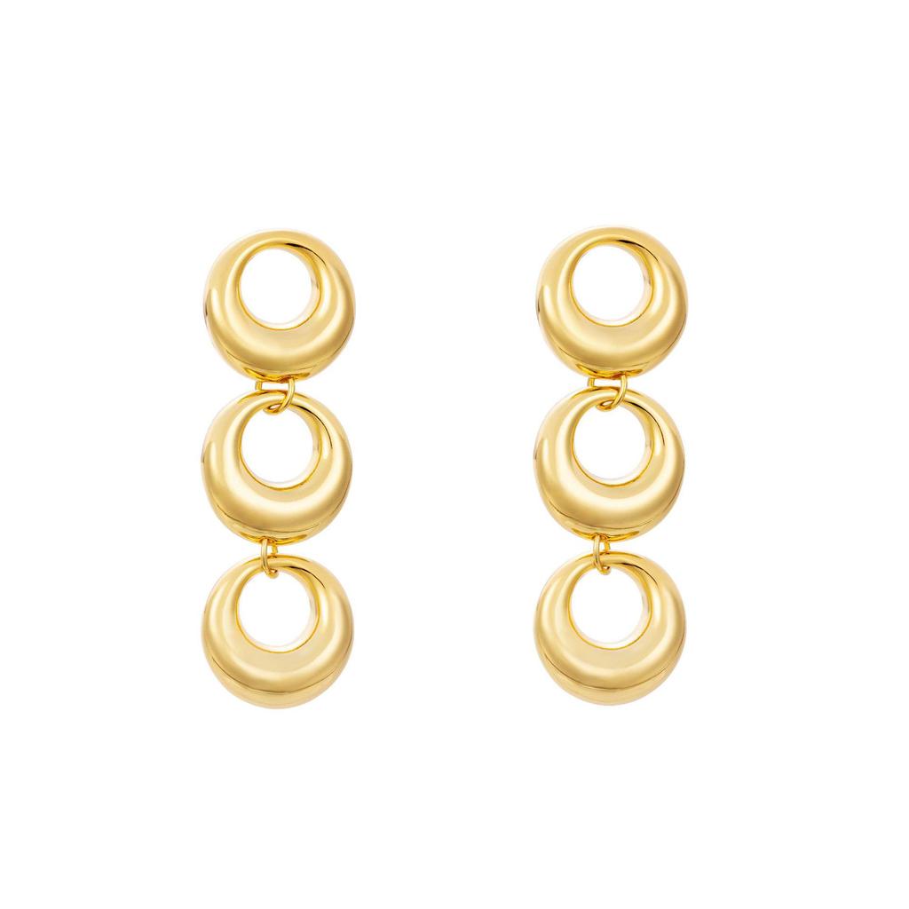 Chic European & American Gold-Plated Metal Earrings: Simple, Cold-Temperament Fashion