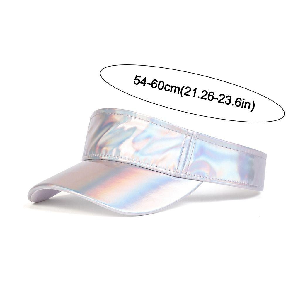 Hip-hop Style Summer Laser Sun Visor Hat Faux Leather Sunscreen Empty Top Hats Plain Bling Adjustable Duck Tongue Cap