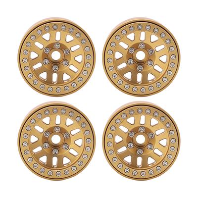 4 Pcs Beadlock Wheel Rim Hub Brass Heavy 1.9Inch for Axial SCX10 90046 AXI03007 D90 D110 TF2 for