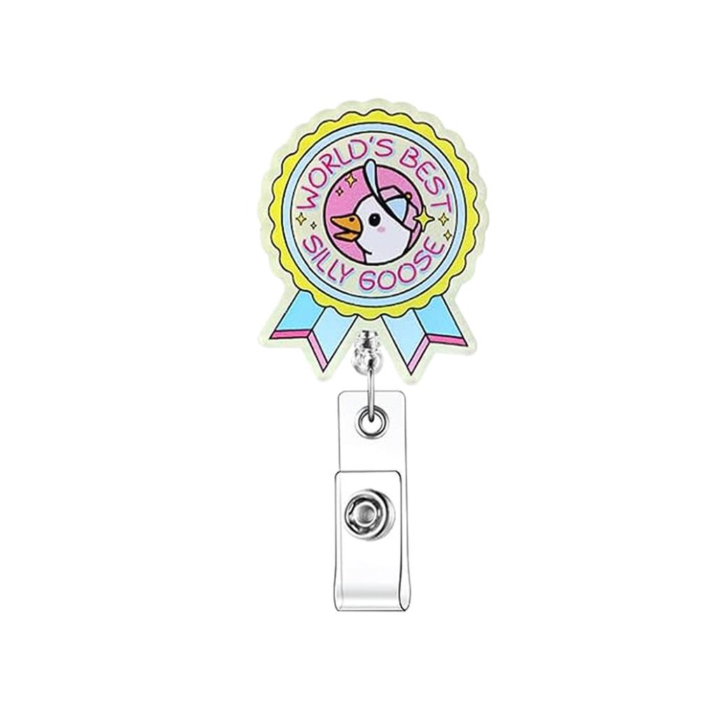 Cute Cartoon Goose Retractable Badge Reel Nurse Doctor ID Card Holder Funny Animal Badge Clip Office Hospital Staff Name Tag