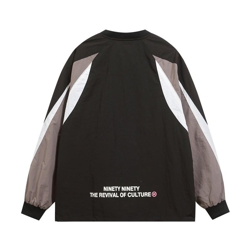 Unisex Streetwear Oversized V-Neck Hoodie With Color-Block Patchwork Design Casual Long Sleeve Pullover Fall