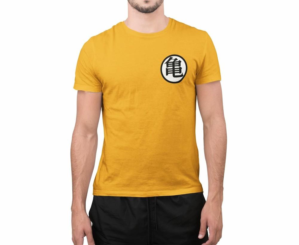 Dragon Ball Son Goku Kaio Kame Symbol Distressed Fighting Suit Orange T-Shirt