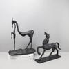 Geometric Abstract Cast Iron Horse Sculpture, Animal Sculpture Crafts, Living Room and Office Desktop Decoration Ornaments