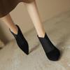 Krazing Pot Cow Leather Sheep Suede Winter Pointed Toe Med Heels Modern Boots Women Slip On Ankle Boots