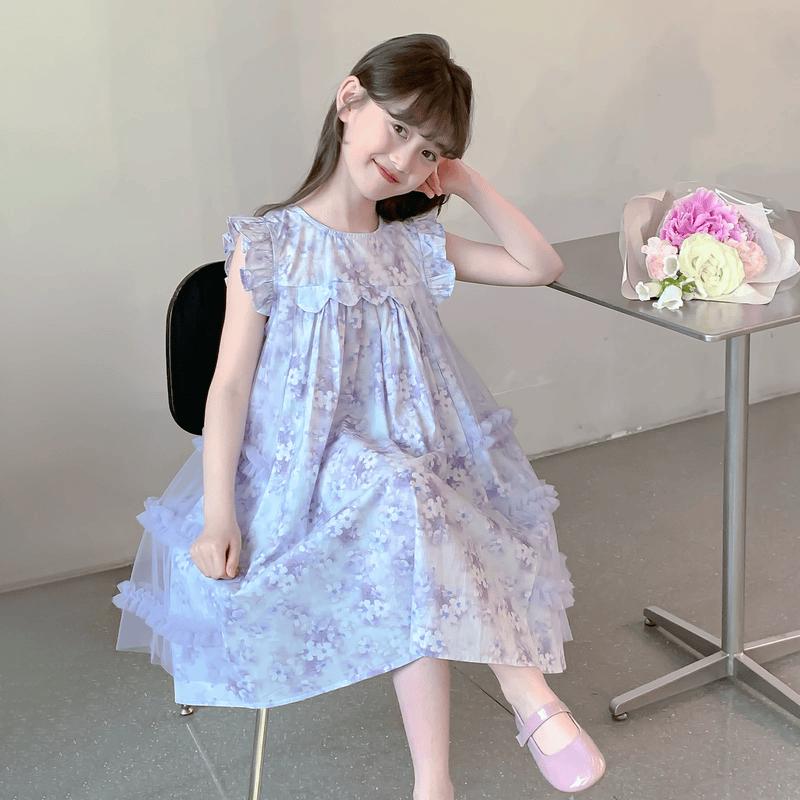 Girls' Summer Floral Princess Dress