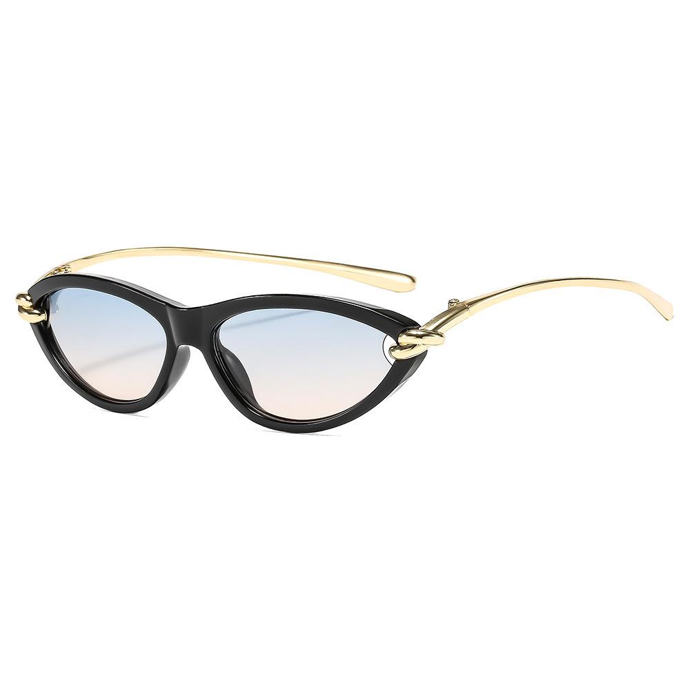 Yiran Glasses Women's New Retro Cat Eye Gradient Sun Glasses Personality Knot Frame Design Metal Versatile Men Trendy Glasses Uv400 Cm