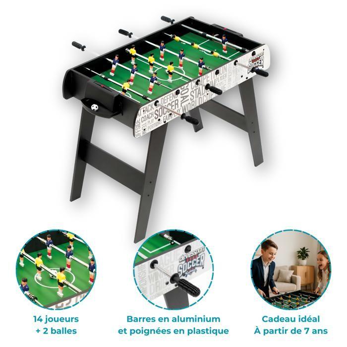 DEVESSPORT Baby-Foot Enfant Stadium, Table de Foot Stable en MDF, avec Joueurs et 2 Balles. Cadeau idéal pour enfant
