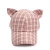 New outdoor fashion casual versatile face small visor cap cap plaid cat ears baseball cap women