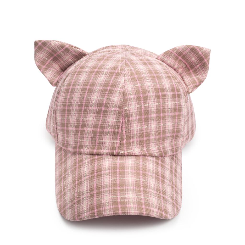 New outdoor fashion casual versatile face small visor cap cap plaid cat ears baseball cap women
