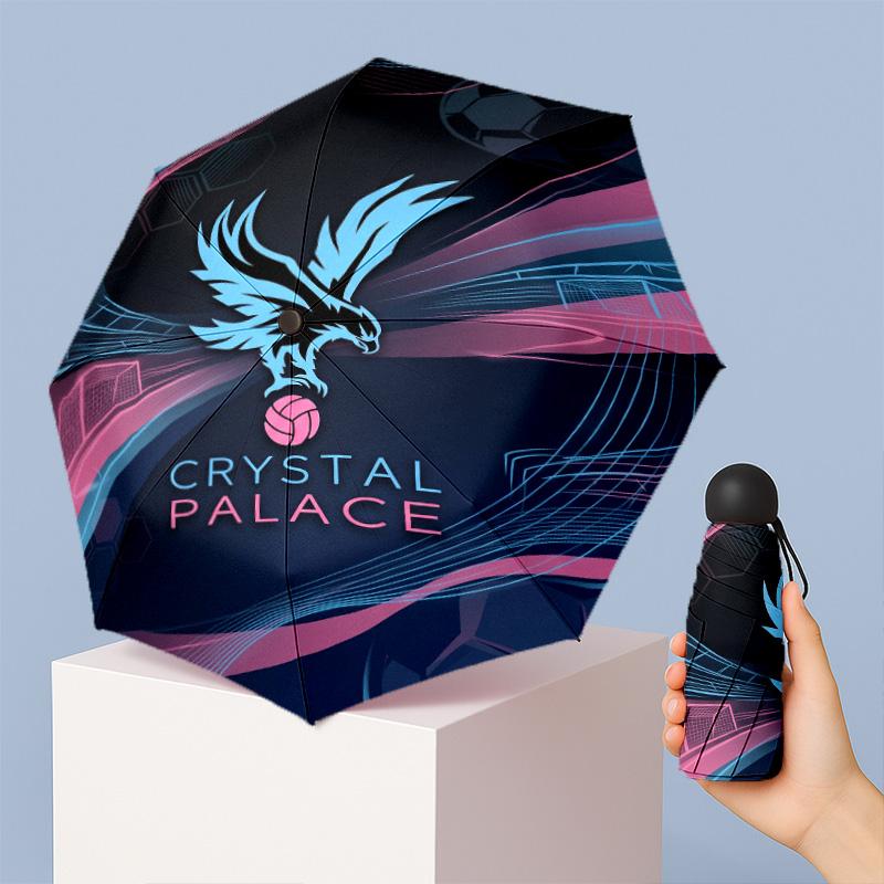 Crystal Palace Football Pattern Printed Mini 5 Folds 8 Ribs Compact Umbrella Windproof Waterproof Lightweight Portable Folding