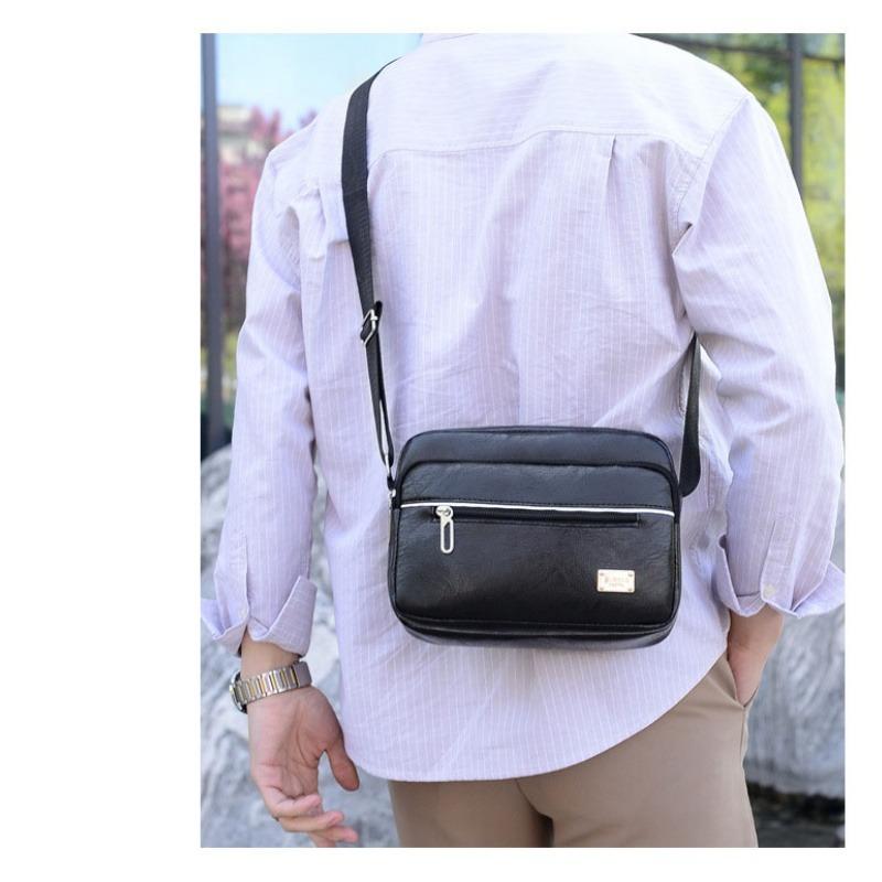 Fashion Men Messenger Bags PU Leather Handbags for Man Male Crossbody Bag Casual Storage Shoulder Bag Zipper Direction Random