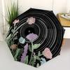 1pc Vinyl Record Flowers Automatic Open/Close Umbrella, Umbrella with Cartoon Design, Portable Compact Umbrella for Men & Women, Good Holida
