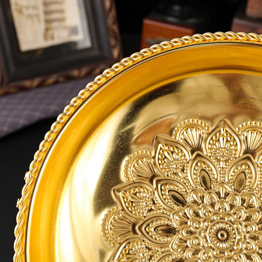 European Lotus Petal Tray Alloy Metal Handicraft Ornament Guest Restaurant Fruit Plate Snack Dried Fruit Storage Plate