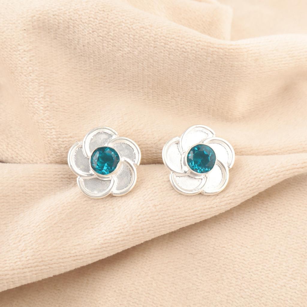 Apatite Gemstone Push Back Stud Post Ethnic Elegant Earrings Jewelry 925 Silver EE-157-1