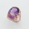 Purple Gold Oval Purple Gemstone Ring Luxury Rose Gold Plated Amethyst Wide Ring
