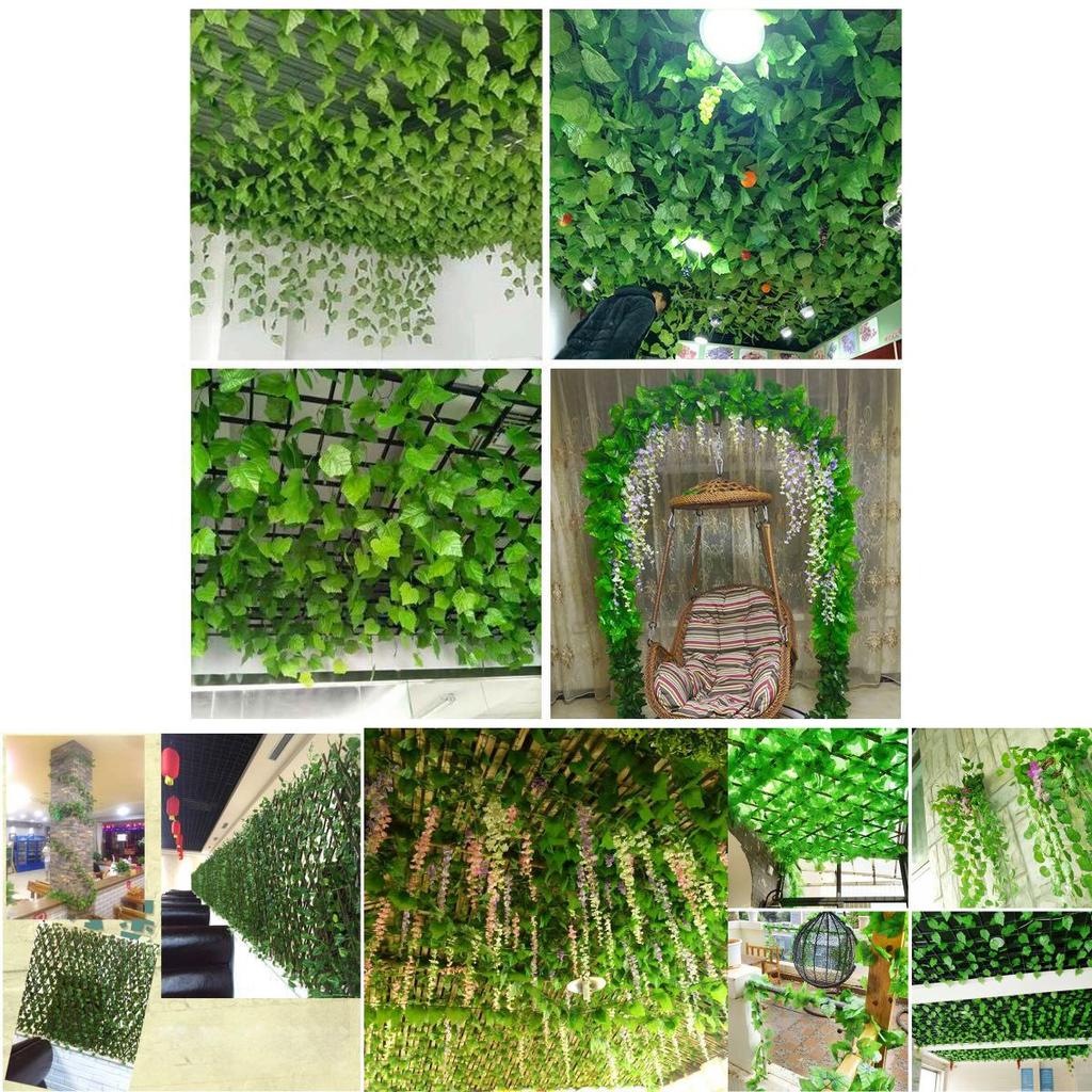 Realistic Artificial Grape Vine Leaves Ceiling Decor Faux Ivy Plants Greenery
