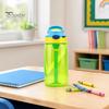 Leak Proof Training Cup for Kids Cartoon Sippy Cup, 470ml Water Bottle with Straw Adjustable Strap, Pop Up Portable Crossbody Drink Container Lid Flip