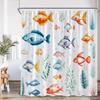 Nautical Cartoon Shower Curtain Tropical Fish Starfish Shell Seaweed Coral Underwater Bathroom Decoration Polyester Bath Curtain