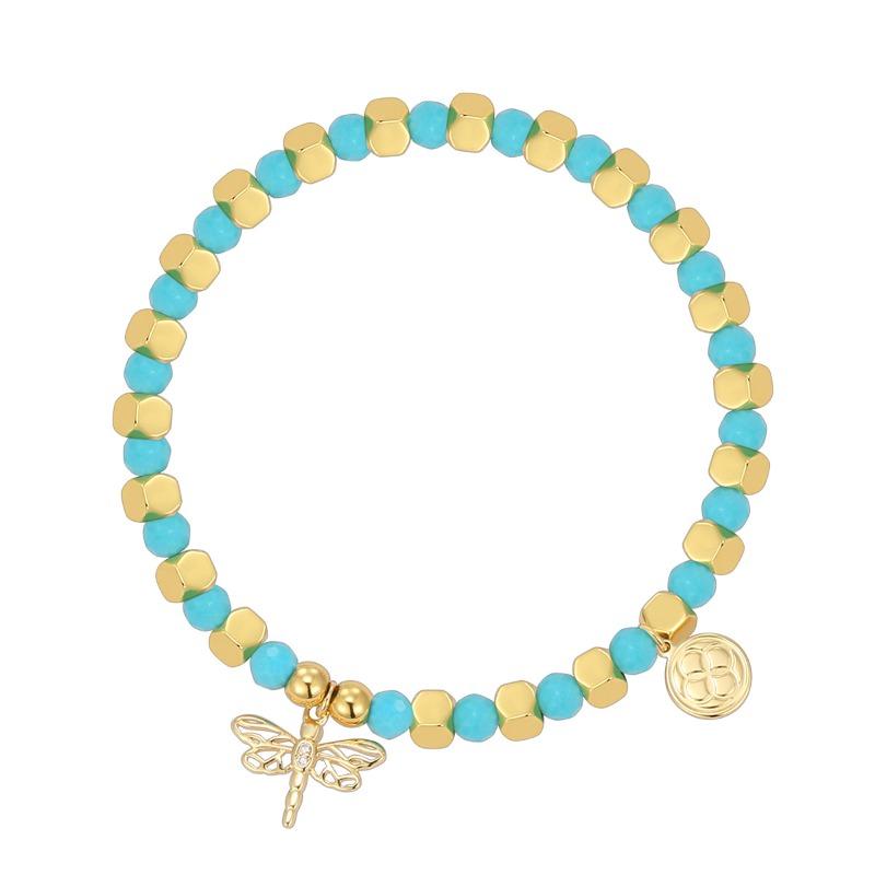 Bohemian copper 14k gold plated dragonfly beaded bracelet - instagrammable, high-end jewelry Copper plated 14k gold