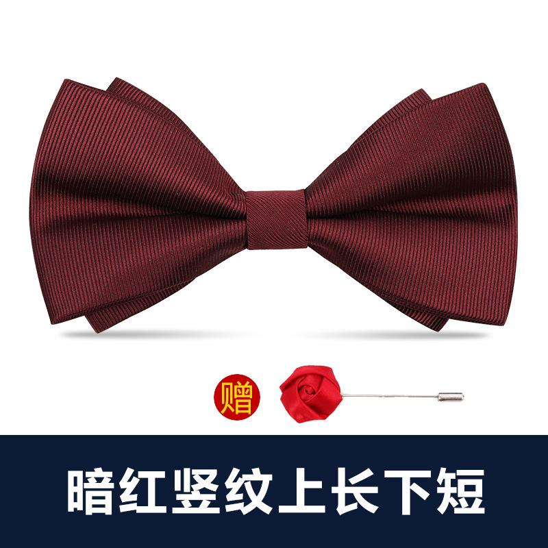Мужской двойной галстук-бабочка Жених Свидетель Бордовый Черный Рубашка Свадебный Британская Корейская Версия Бабочка Женщины