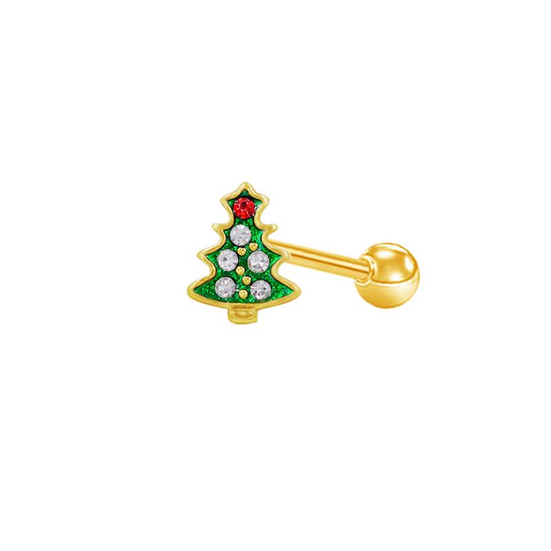 Titanium European & American Fashion Christmas Tree Bow Piercing Earrings - Ear Cartilage Studs Jewelry
