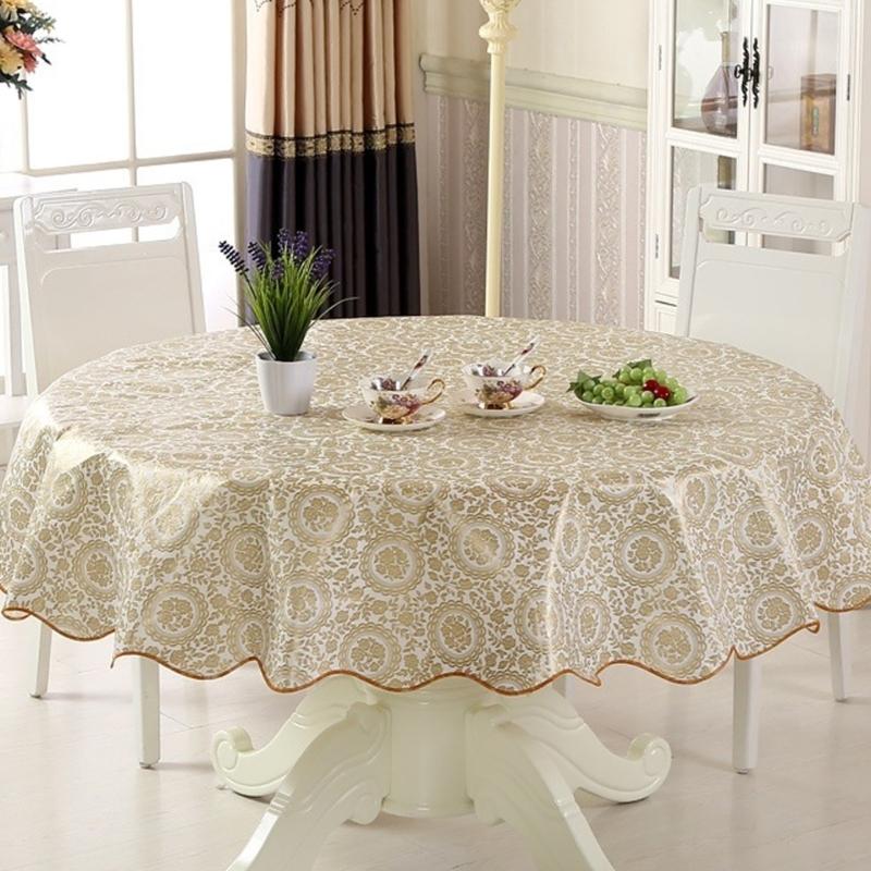 Florals Pattern Tablecloth Oilproof Waterproofs Easy Cleaning Round Table Cover for Home Restaurant Decors Table Cloth