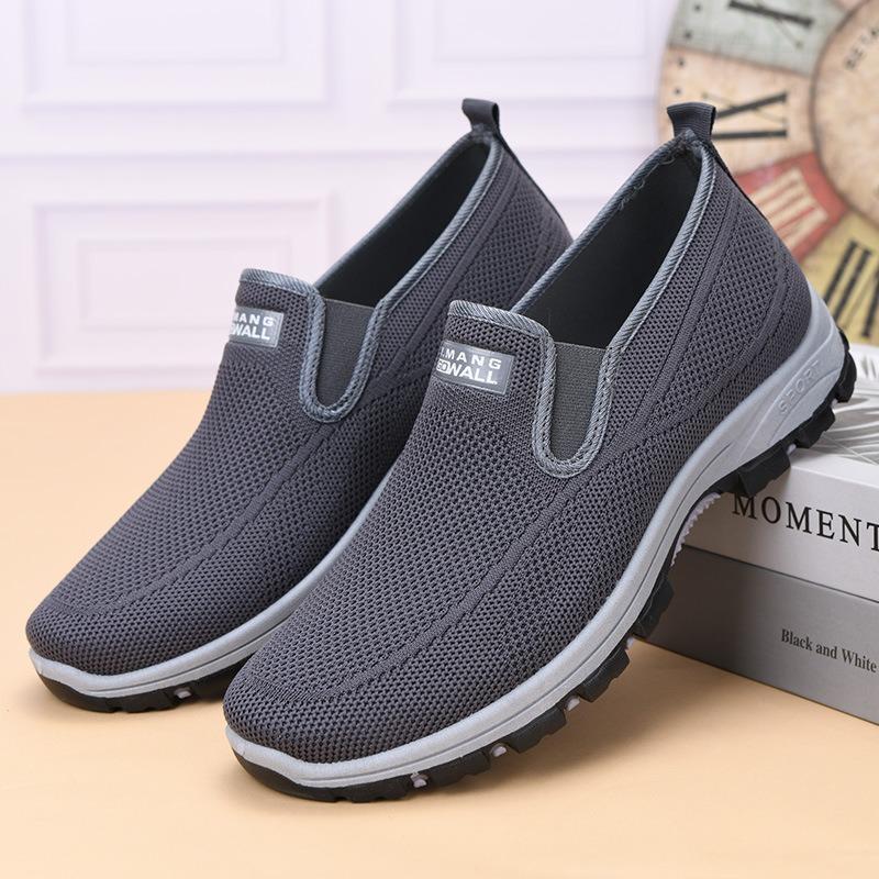 Summer breathable casual shoes mesh one pedal men s shoes non-slip soft sole old Beijing cloth shoes dad shoes light non-slip 38 чёрный