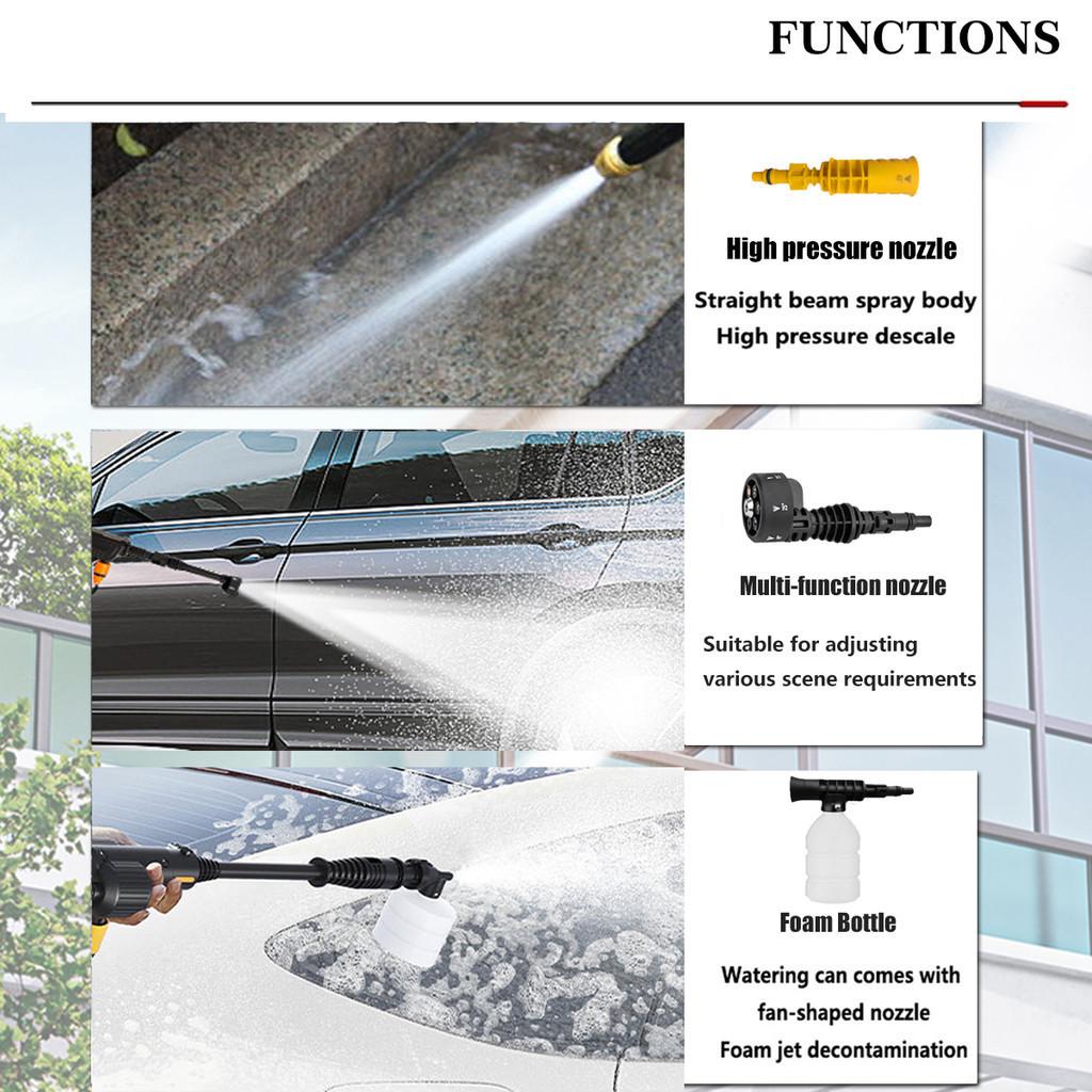 6 IN 1 Brushless High Pressure Car Washer Gun Handheld Rechargeable Spray Car Washing Machine Wireless Garden Power Tool