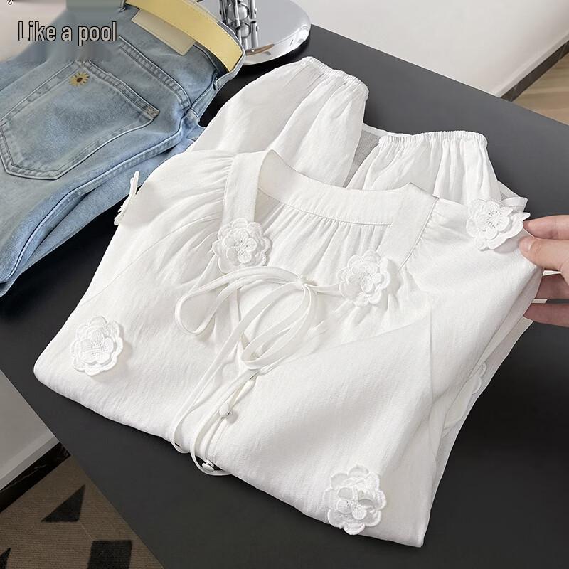 Women s Lyocell V-Neck 3D Floral Blouse S