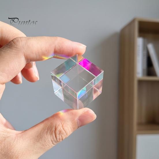 Dreamy Home Window Decoration Mini K9 Crystal Glass Prism Cube, Sun Catcher Optical for Photography Color Mixing Light Refraction, Desktop Decor, Prop