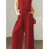 A Halter Top and Wide-Leg Pants Set Square Collar Cami Wide Leg Pants Two-piece Set