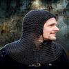 Steel Chainmail Coif Hood Neck Armor Medieval Knight Cosplay, Reenactment Chain Mail Hood 47.625 cm