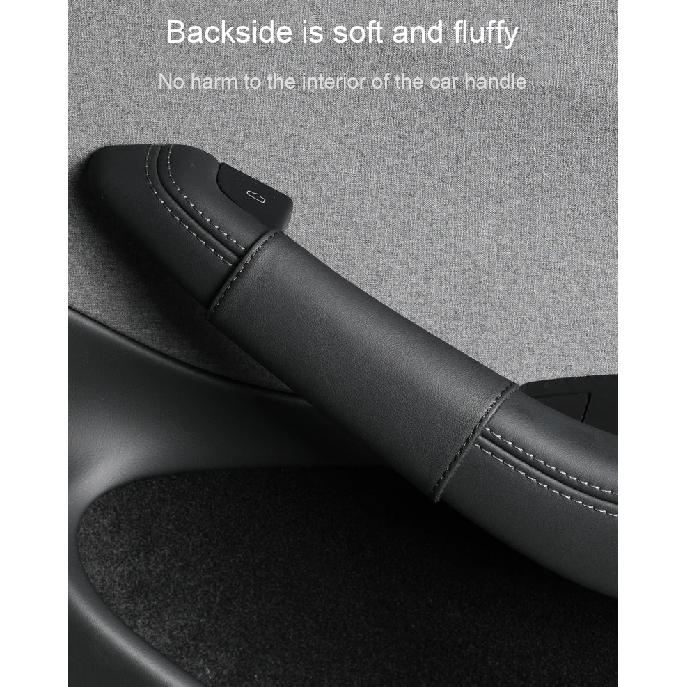 For Tesla Model 3 Highland 2024 4PCS Door Inner Handle Protector Cover Napa Leather Model Y Juniper Door Handle Gloves Accessory