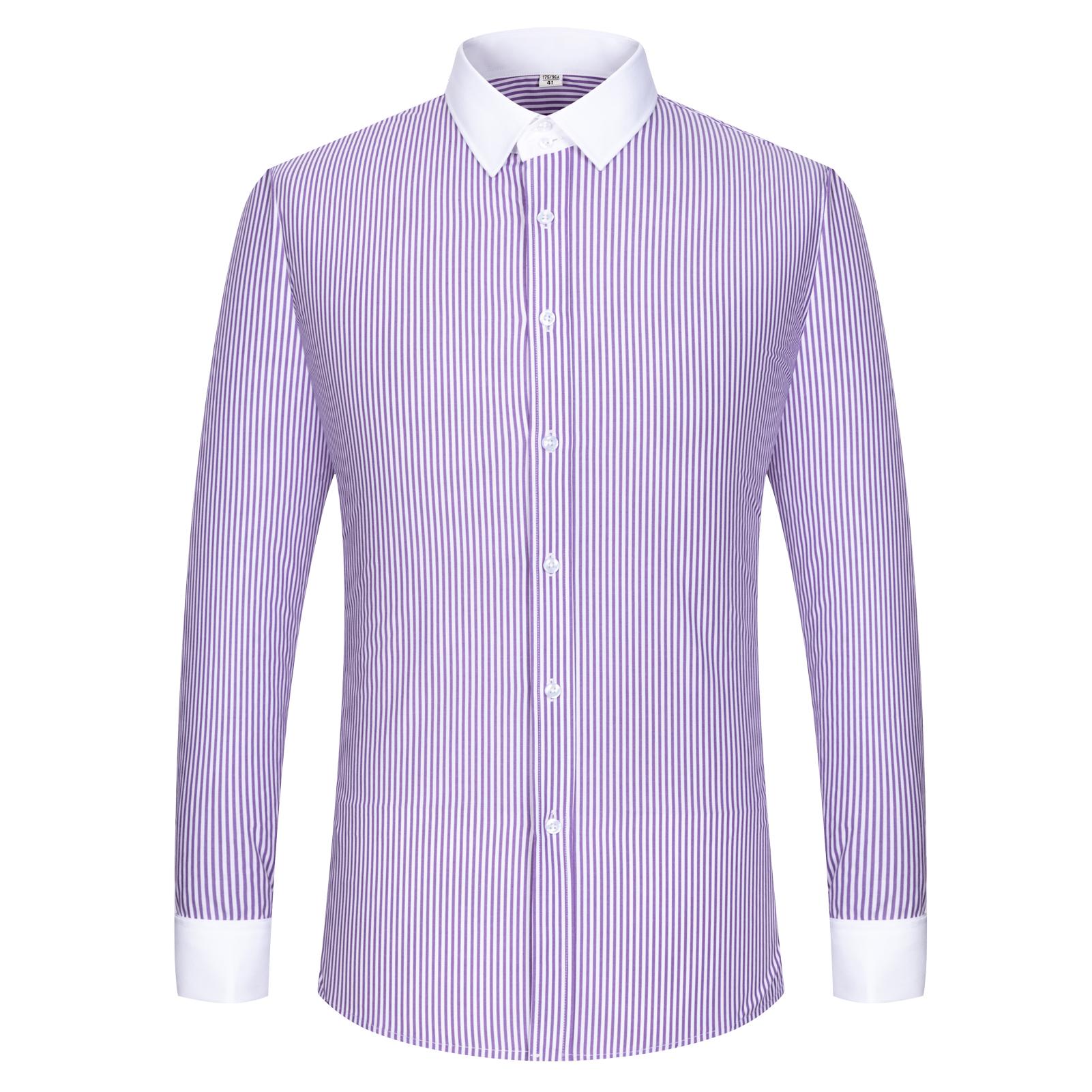 

Мужская элегантная рубашка с французскими манжетами и контрастным воротником-спредом - Полосатая деловая формальная рубашка с длинным рукавом 45 светло-фиолетовый