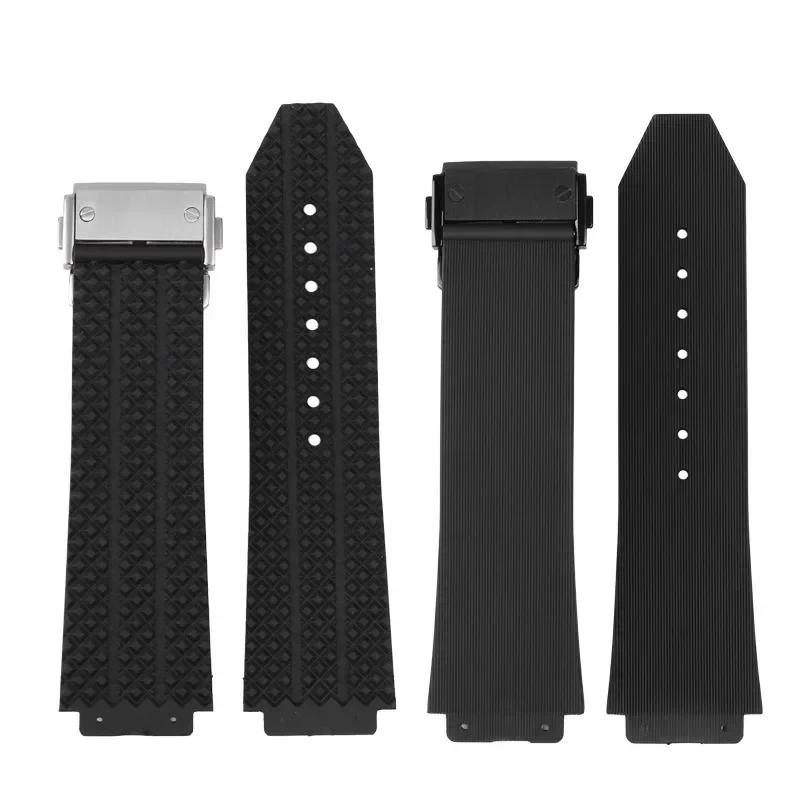 For HUBLOT BIG BANG Classic Fusion Series 25*19mm or 25*17mm Waterproof Men's Silicone Watch Strap Black Watch Accessories Band