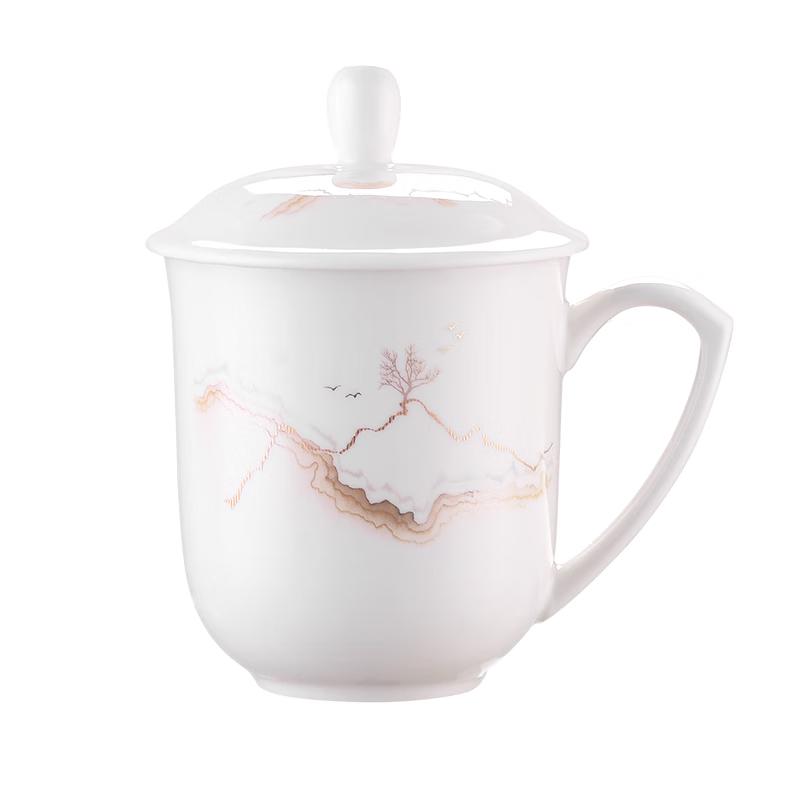 MAXCOOK 380ml Ceramic Office Mug with Lid