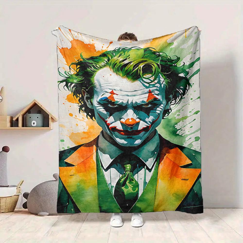 1 szt. flanelowy koc Joker – lekki, miękki i ciepły, z nadrukiem HD, na sofę, łóżko i podróż 152