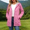 Women's Casual Hooded Trench Coat with Striped and Pockets