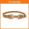 Retro Western Style Womens Double Buckle Belt With Floral Embellishments For Casual Wear