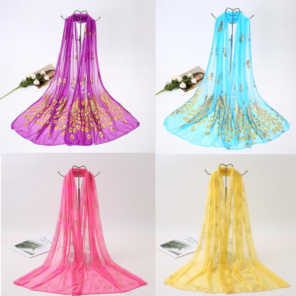 New printed phoenix rose silk scarf women's versatile long beauty yarn scarf beach yarn gift