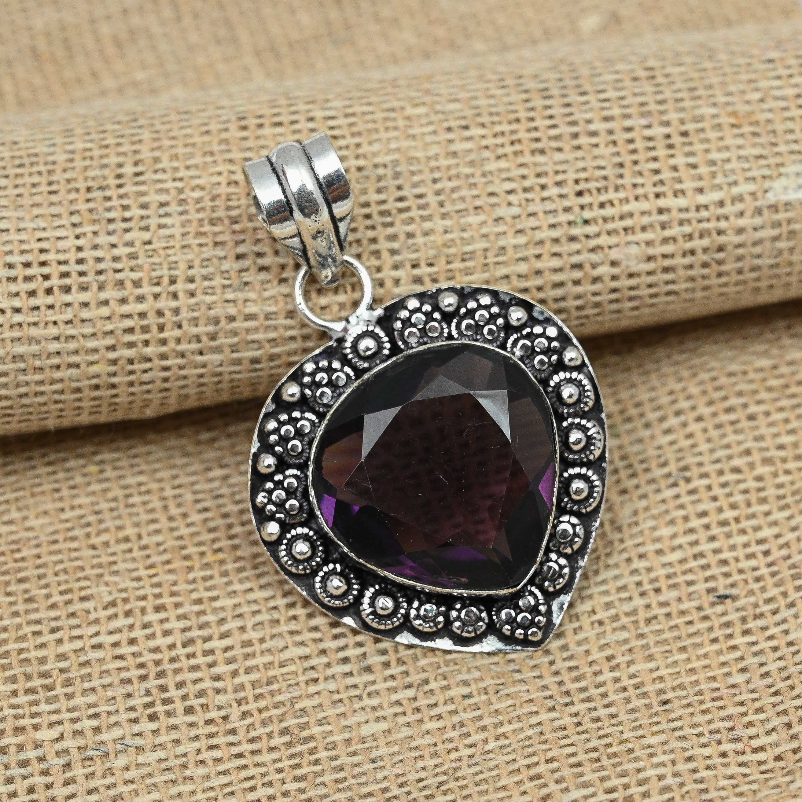 

Аметистовый кулон ювелирных изделий из стерлингового серебра 925 пробы ручной работы для рождественского подарка 1.77 Inches фиолетовый