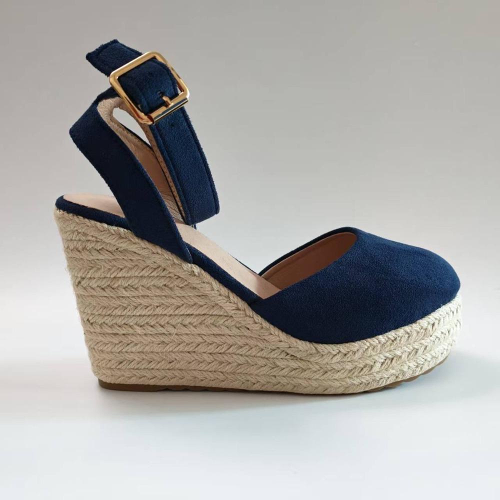 Platform Shoes Women Wedge Heels Blue Elegant Ladies Party Shoes Fashion Espadrille Wedge Heel 10cm Plus Size 42